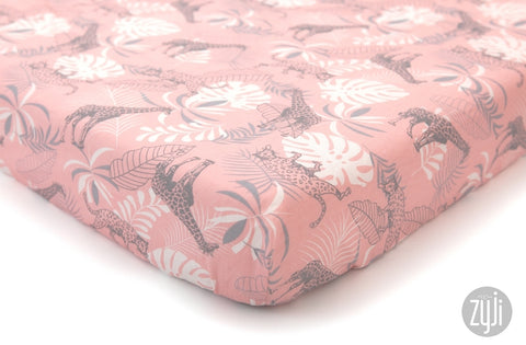 Pink Safari Crib Fitted Sheet