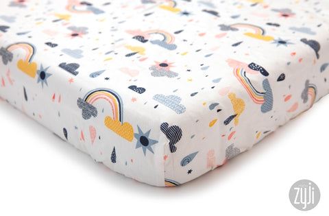 Rainy Rainbows Crib Fitted Sheet