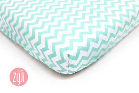Chevron Green Crib Fitted Sheet