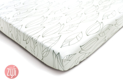 Leaves Gray Crib Fitted Sheet