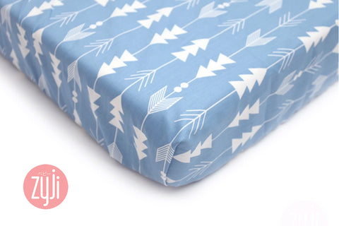 Blue Triple Arrow Crib Fitted Sheet